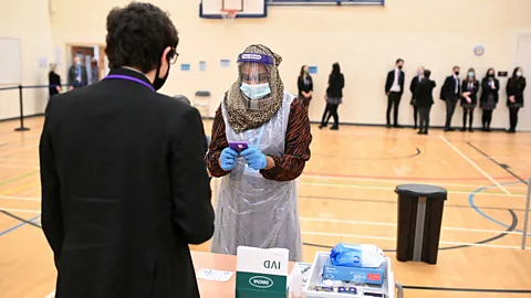 Oli Scarff/AFP/Getty Images Many schools in the UK have used regular lateral flow testing to check whether pupils might be carrying the Covid-19 virus (Credit: Oli Scarff/AFP/Getty Images)